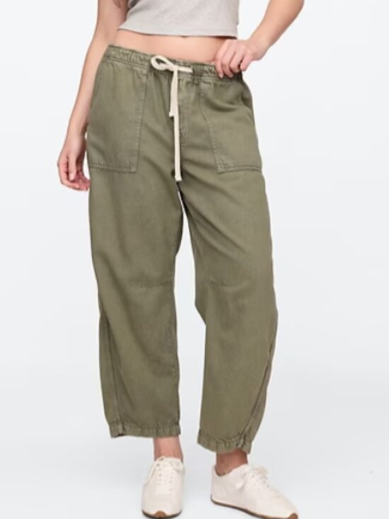 GAP Factory Denim - NWT GAP Mid Rise Barrel Jeans Green Pull On Soft Tapered Leg Size L